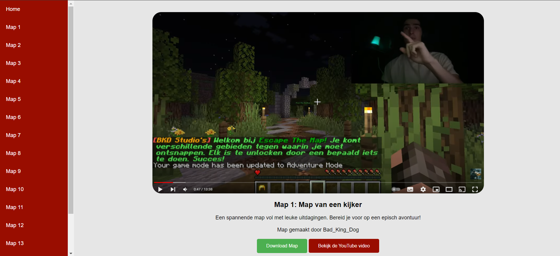 Eerste pagina van de pnb site